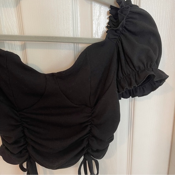 Shein Puff Sleeve Ruched Drawstring Top - Picture 3 of 5